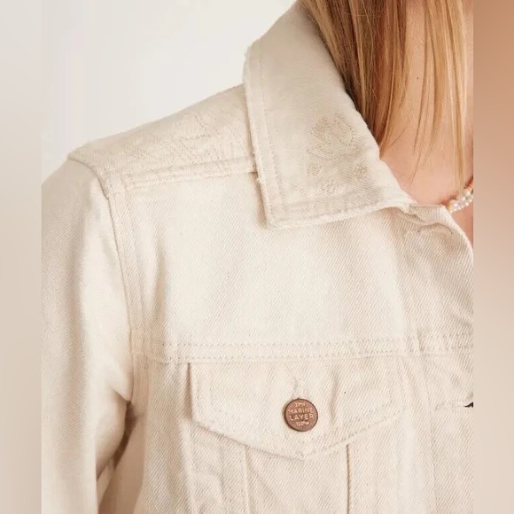 Marine Layer Embroidered Denim Jacket in Natural Size Small - Picture 5 of 11